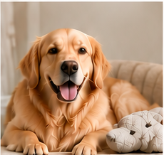 Golden Retriever with pet products